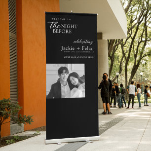 Monochrome Elegance Custom Rehearsal Dinner Retractable Banner
