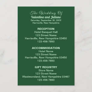 Monochrome Emerald Green Wedding Enclosure Card