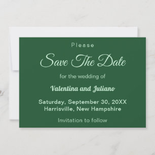 Monochrome Emerald Green Wedding Save The Date