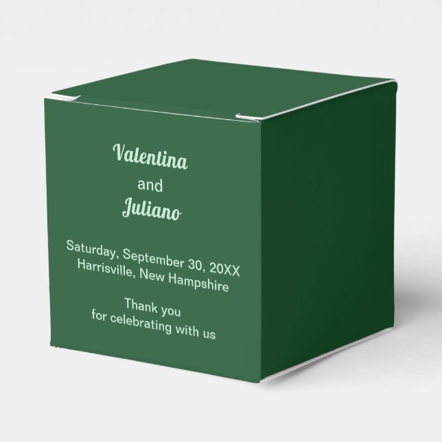 Monochrome Emerald Green Wedding Small Favour Box (Front Side)