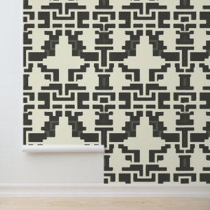 Monochrome Enigma: Abstract Geometric Puzzle Wallpaper