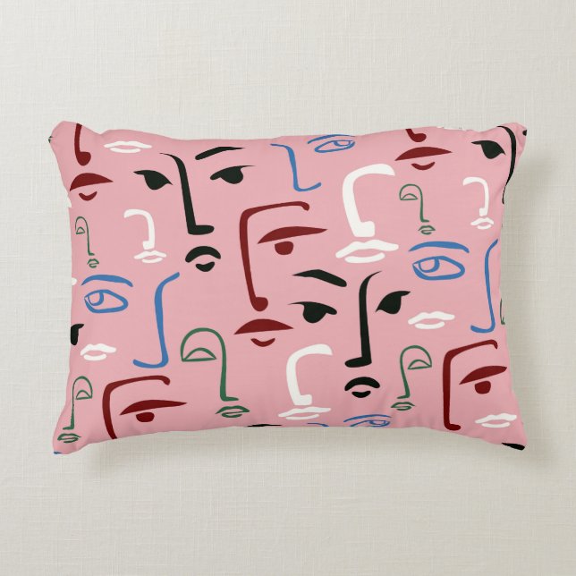 Monochrome Faces Decorative Cushion (Front)
