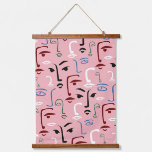 Monochrome Faces Hanging Tapestry