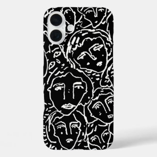 Monochrome Faces iPhone Case – Abstract Line Art