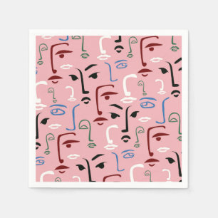 Monochrome Faces Napkin