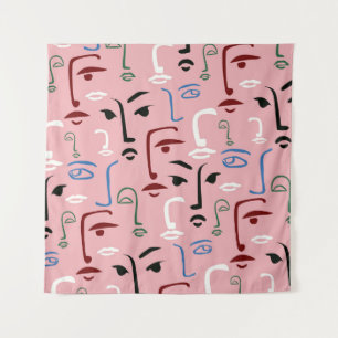 Monochrome Faces Tapestry