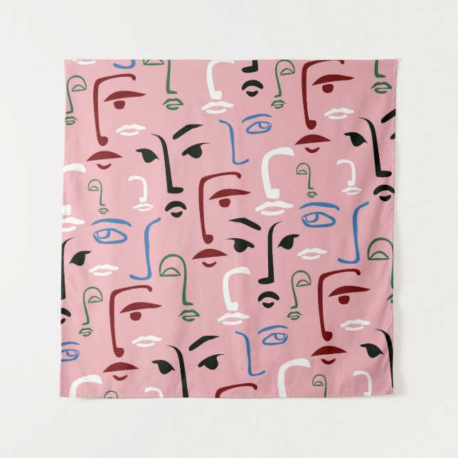 Monochrome Faces Tapestry (Front)