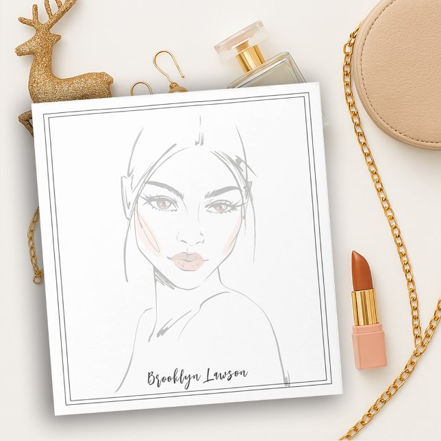 Monochrome Fade Fashion Girl Portrait Notepad (Creator Uploaded)