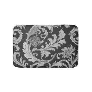 Monochrome Fleur Antique Pattern Bath Mat