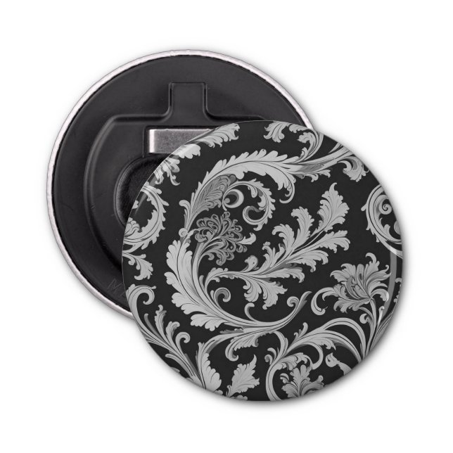 Monochrome Fleur Antique Pattern  Bottle Opener (Front)