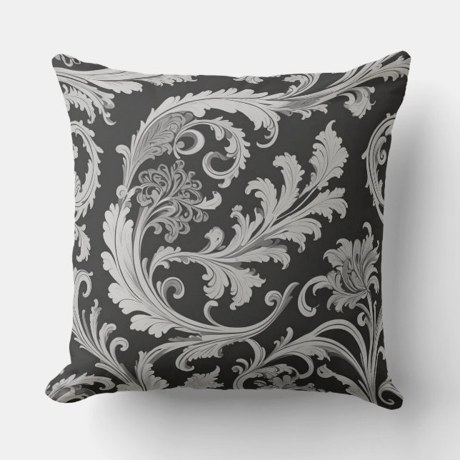 Monochrome Fleur Antique Pattern  Cushion (Front)