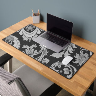Monochrome Fleur Antique Pattern Desk Mat