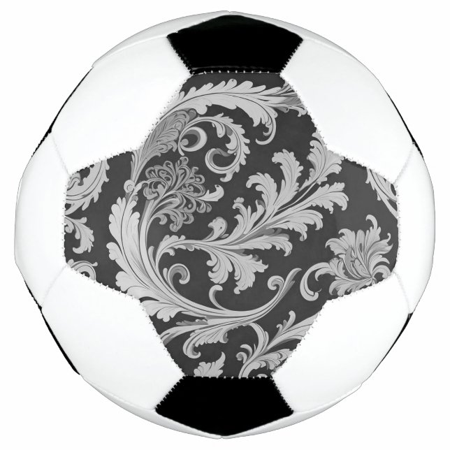 Monochrome Fleur Antique Pattern  Football (Front)