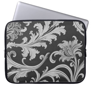 Monochrome Fleur Antique Pattern Laptop Sleeve