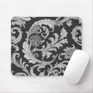 Monochrome Fleur Antique Pattern Mouse Mat
