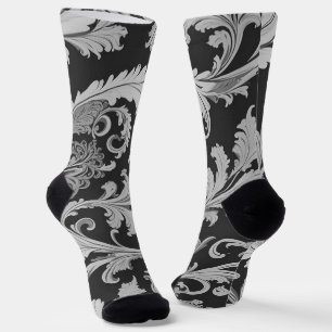 Monochrome Fleur Antique Pattern Socks