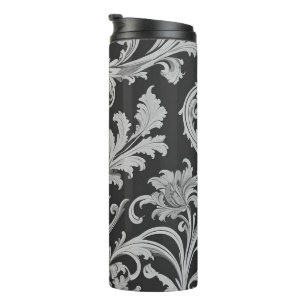 Monochrome Fleur Antique Pattern  Thermal Tumbler