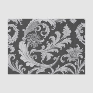 Monochrome Fleur Antique Pattern  Tissue Paper