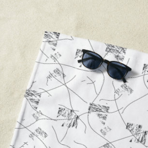 Monochrome Floral Beach Towel