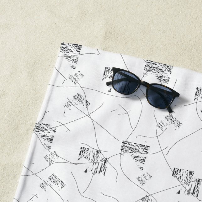 Monochrome Floral Beach Towel  (In Situ)