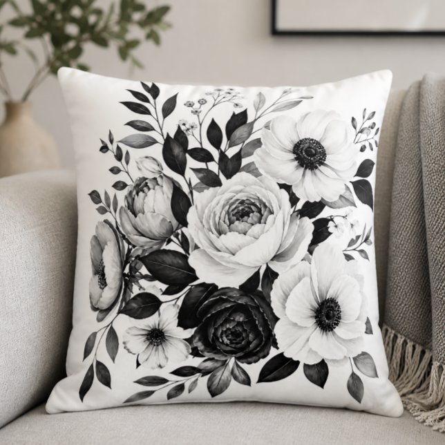 Monochrome Floral Cushion (Creator Uploaded)