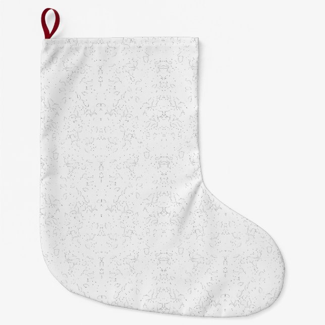 Monochrome Floral Pattern – Elegant Seamless Art Large Christmas Stocking (Front)