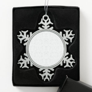 Monochrome Floral Pattern – Elegant Seamless Art Snowflake Pewter Christmas Ornament