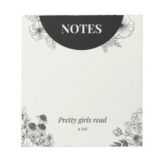Monochrome Floral Reading Notes Page