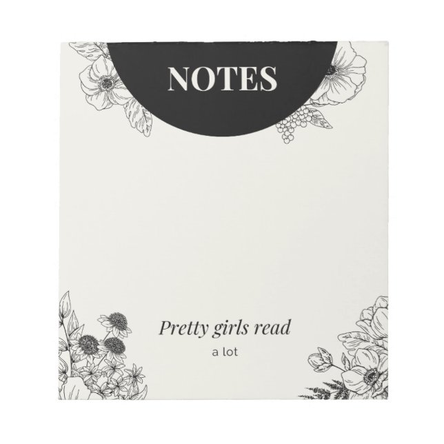 Monochrome Floral Reading Notes Page (Front)