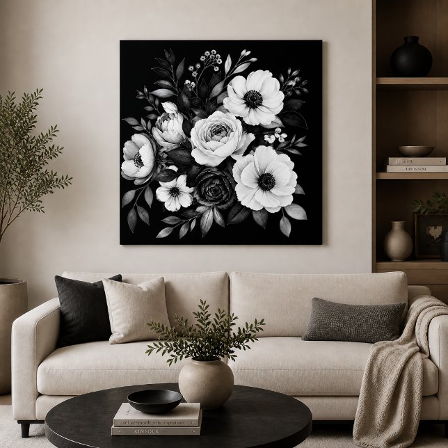 Monochrome Florals  Canvas Print (Creator Uploaded)