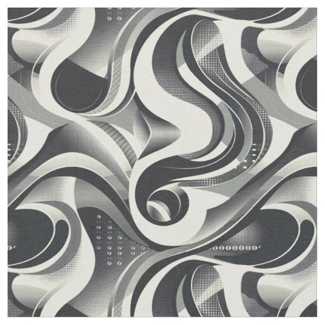Monochrome Flow Ribbons Fabric (Close Up)