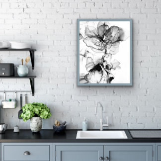 Monochrome flower square paper coaster