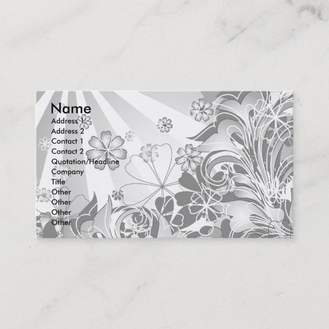 monochrome flowers_card business card (Front)
