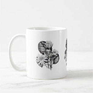 Monochrome flowers in black and white coffee mug