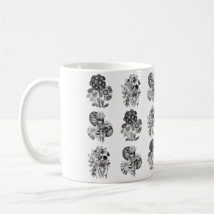 Monochrome flowers in black and white coffee mug