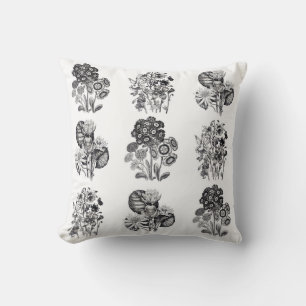 Monochrome flowers in black and white cushion