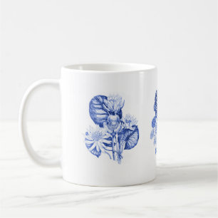 Monochrome flowers in Delft blue Coffee Mug