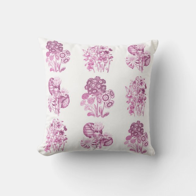 Monochrome flowers in pink cushion (Front)