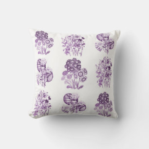 Monochrome flowers in purple cushion