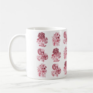 Monochrome flowers in red coffee mug