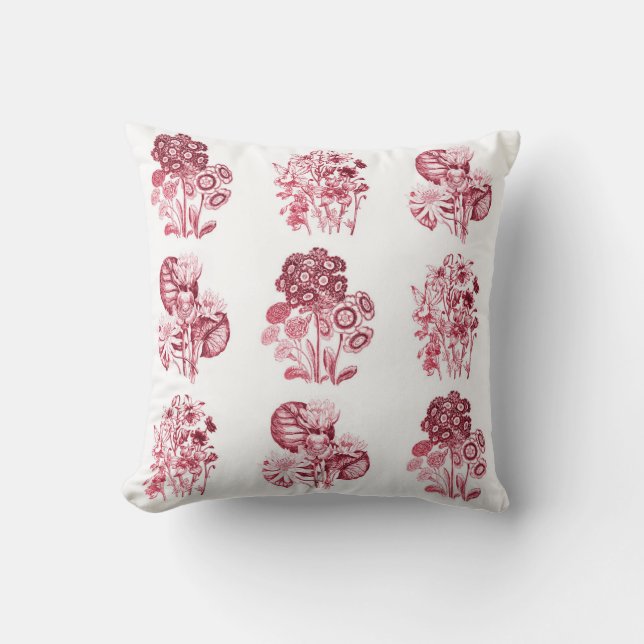 Monochrome flowers in red cushion (Front)