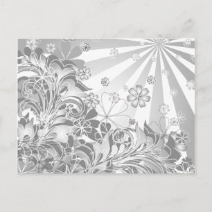 monochrome flowers postcard