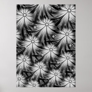 Monochrome Flowers Poster