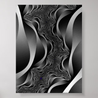 Monochrome Fractal Ribbons in Infinite Depth Poster