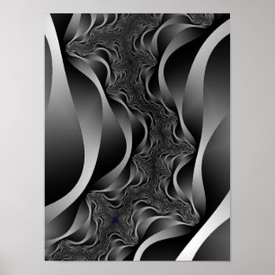 Monochrome Fractal Ribbons in Infinite Depth Poster