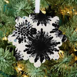 Monochrome Garden: Black and White Abstract Tree Decoration Card