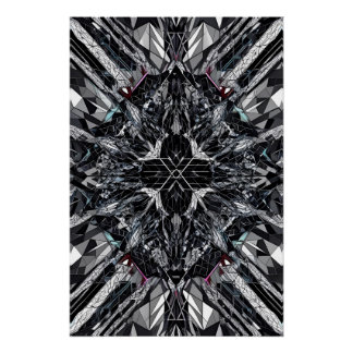 Monochrome Geometric: Abstract Polygonal Nexus D-4 Poster
