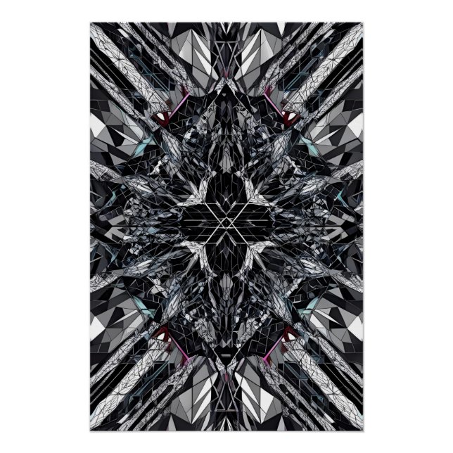 Monochrome Geometric: Abstract Polygonal Nexus D-4 Poster (Front)
