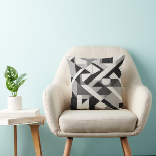 Monochrome geometric abstraction sharp lines cushion