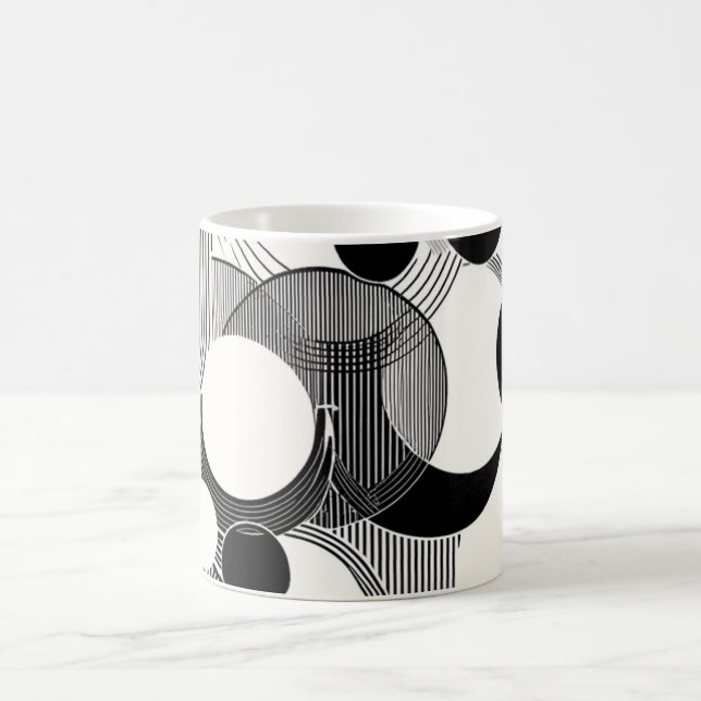  Monochrome Geometric Art - Minimalist Bla Coffee Mug (Center)